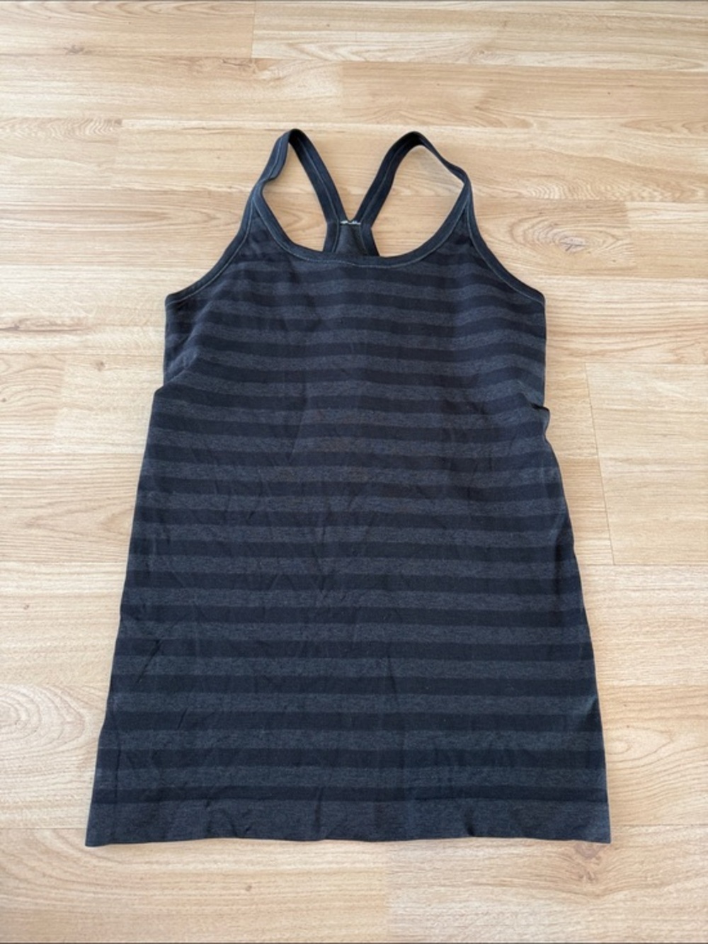 lululemon athletica Black and Charcoal Striped Racerback Tank